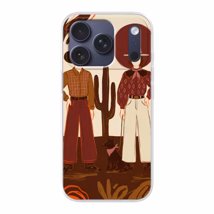Mensen - Cowboykleding - Westerse stijl - Illustratie - Bruin Telefoonhoesje iPhone 17 Pro klein -3d