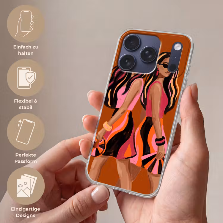 Mensen - Duo - Mode - Illustratie - Kleurrijk Telefoonhoesje iPhone 17 Pro klein -sfeer3_DE