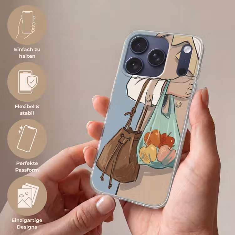 Mensen - Boodschappen - Stadsleven - Modern - Kleurrijk Telefoonhoesje iPhone 17 Pro klein -sfeer3_DE