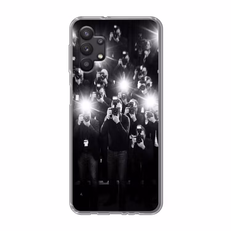 Mensen - Camera - Flitslicht - Zwart-wit - Media Telefoonhoesje Samsung Galaxy A32 5G klein -3d