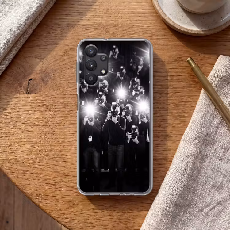 Mensen - Camera - Flitslicht - Zwart-wit - Media Telefoonhoesje Samsung Galaxy A32 5G klein -sfeer1