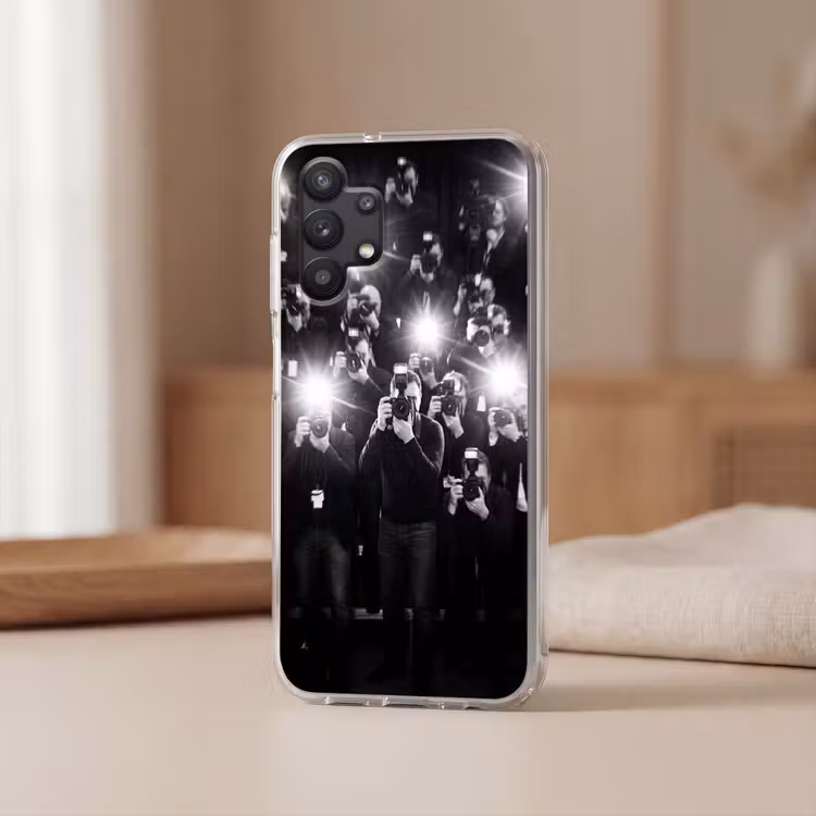 Mensen - Camera - Flitslicht - Zwart-wit - Media Telefoonhoesje Samsung Galaxy A32 5G klein -sfeer2