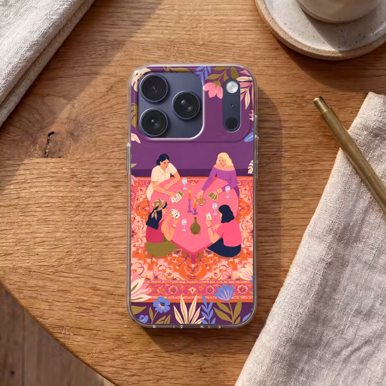 Mensen - Kaartspel - Interieur - Modern - Kleurrijk Telefoonhoesje iPhone 17 Pro klein -sfeer1
