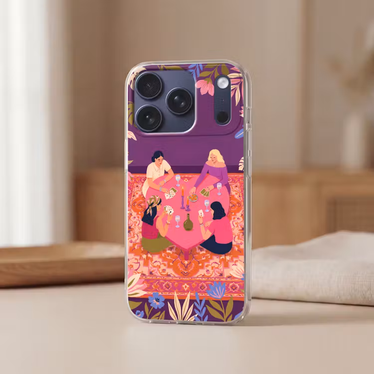 Mensen - Kaartspel - Interieur - Modern - Kleurrijk Telefoonhoesje iPhone 17 Pro klein -sfeer2