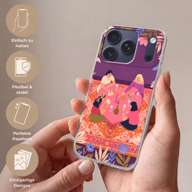 Mensen - Kaartspel - Interieur - Modern - Kleurrijk Telefoonhoesje iPhone 17 Pro klein -sfeer3_DE