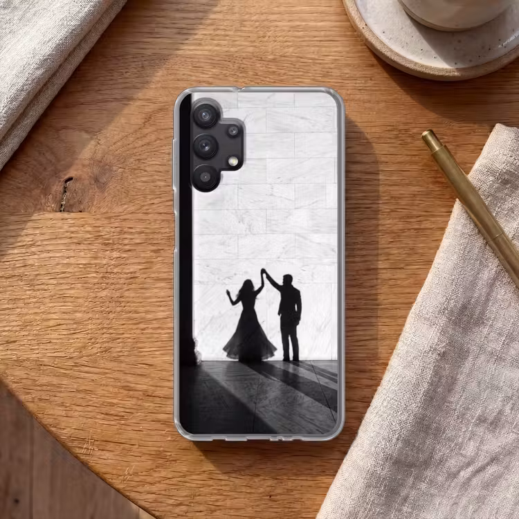 Mensen - Schaduw - Dans - Zwart-wit - Liefde Telefoonhoesje Samsung Galaxy A32 5G klein -sfeer1