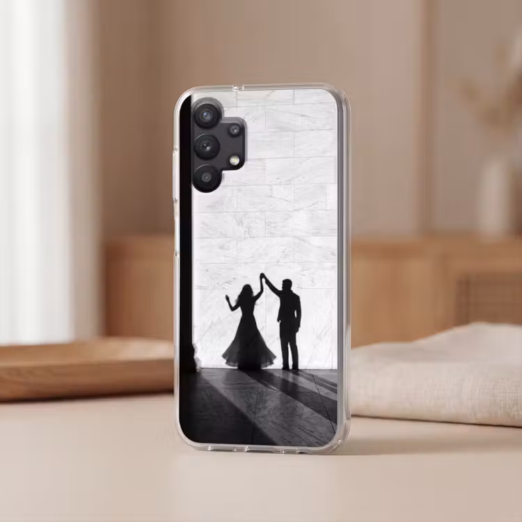 Mensen - Schaduw - Dans - Zwart-wit - Liefde Telefoonhoesje Samsung Galaxy A32 5G klein -sfeer2