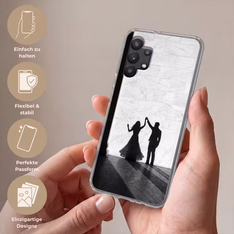 Mensen - Schaduw - Dans - Zwart-wit - Liefde Telefoonhoesje Samsung Galaxy A32 5G klein -sfeer3_DE