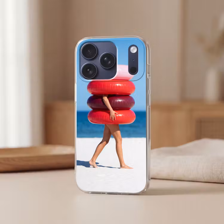 Mensen - Strand - Zomer - Recreatie - Kleurrijk Telefoonhoesje iPhone 17 Pro klein -sfeer2