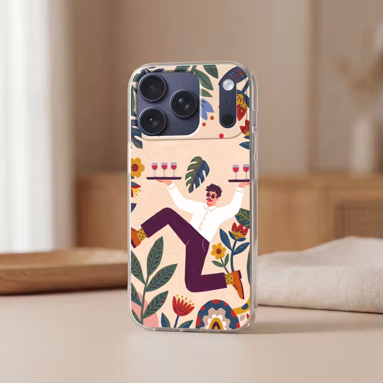 Mensen - Dienblad - Eten - Modern - Kleurrijk Telefoonhoesje iPhone 17 Pro klein -sfeer2
