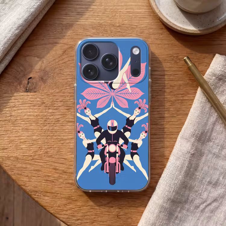 Mensen - Dans - Motor - Retro - Roze Telefoonhoesje iPhone 17 Pro klein -sfeer1