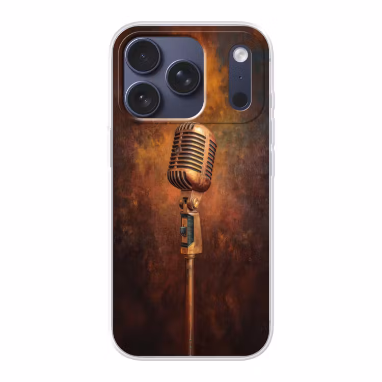 Microfoon - Bruin - Klassiek Telefoonhoesje iPhone 17 Pro klein -3d