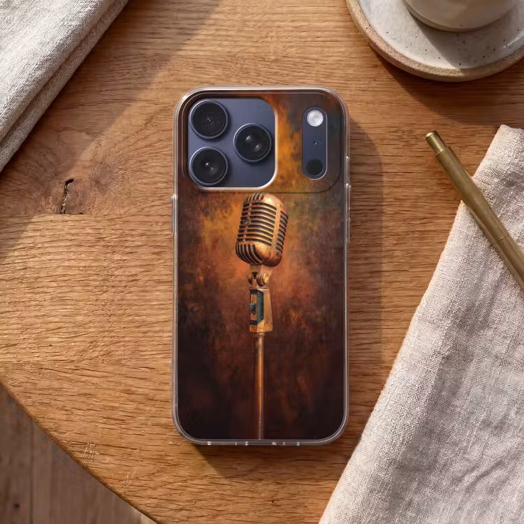 Microfoon - Bruin - Klassiek Telefoonhoesje iPhone 17 Pro klein -sfeer1