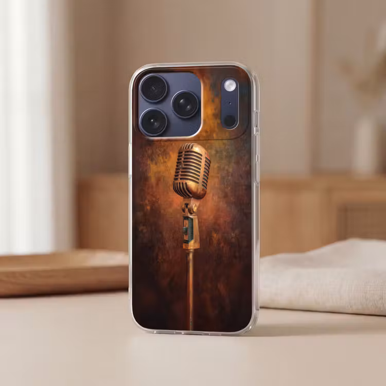 Microfoon - Bruin - Klassiek Telefoonhoesje iPhone 17 Pro klein -sfeer2