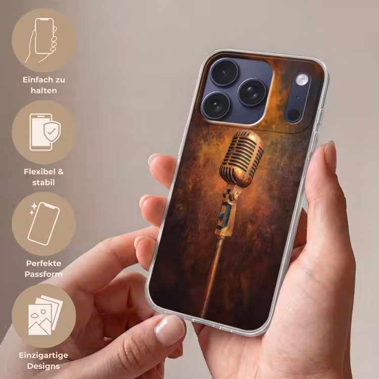 Microfoon - Bruin - Klassiek Telefoonhoesje iPhone 17 Pro klein -sfeer3_DE