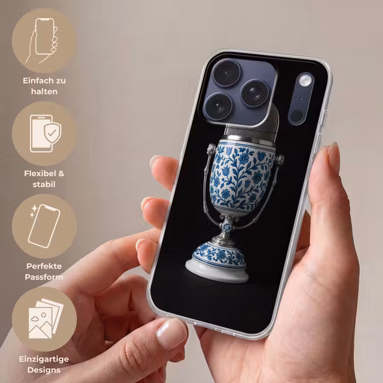 Microfoon - Delfts blauw - Muziek Telefoonhoesje iPhone 17 Pro klein -sfeer3_DE