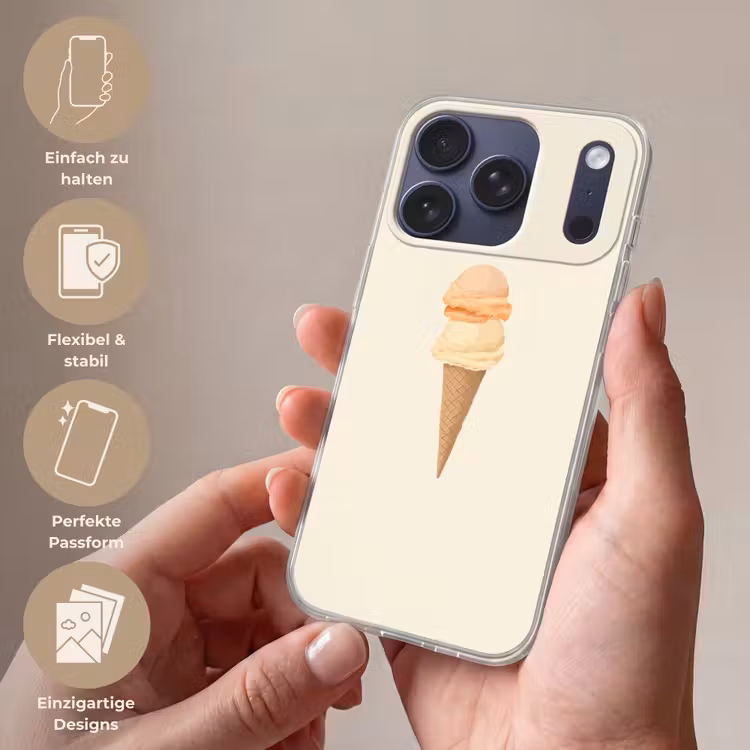 Minimalistisch - Schepijs - Hoorntje - Beige Telefoonhoesje iPhone 17 Pro klein -sfeer3_DE