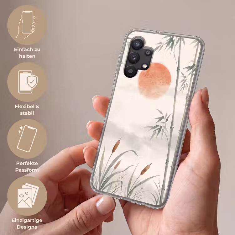Minimalistisch - Bamboe - Groen Telefoonhoesje Samsung Galaxy A32 5G klein -sfeer3_DE