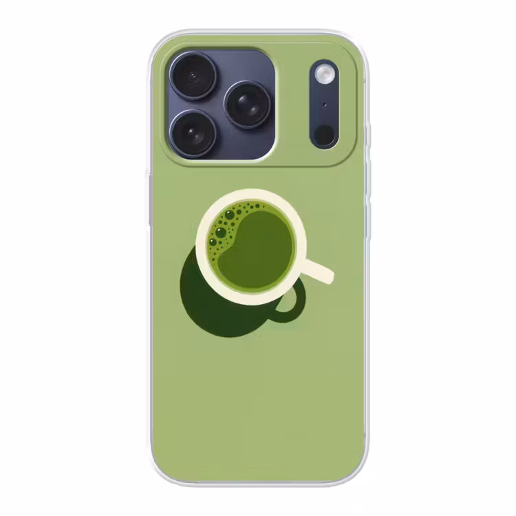 Minimalistisch - Kopjes - Matcha -Groen Telefoonhoesje iPhone 17 Pro klein -3d