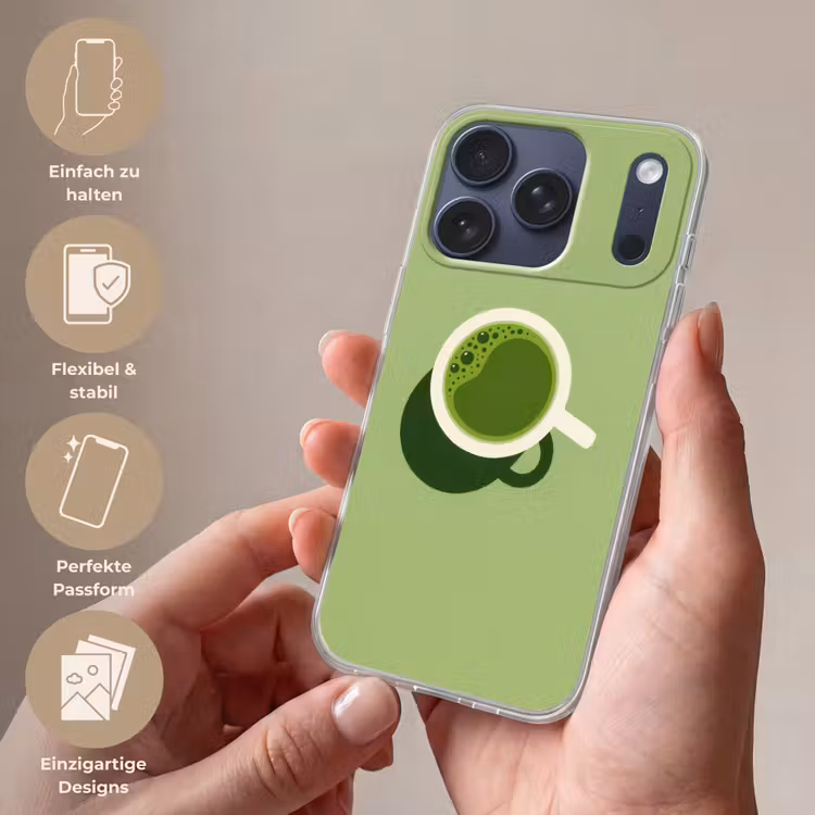 Minimalistisch - Kopjes - Matcha -Groen Telefoonhoesje iPhone 17 Pro klein -sfeer3_DE