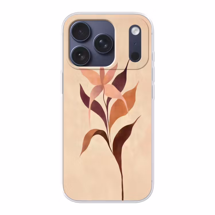 Minimalistisch - Bloem - Bladeren - Beige Telefoonhoesje iPhone 17 Pro klein -3d