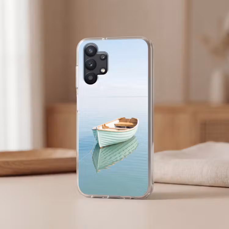 Minimalistisch - Boot - Zee Telefoonhoesje Samsung Galaxy A32 5G klein -sfeer2