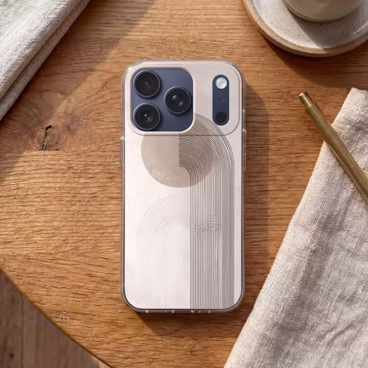 Minimalistisch - Cirkel - Lichtgrijs Telefoonhoesje iPhone 17 Pro klein -sfeer1