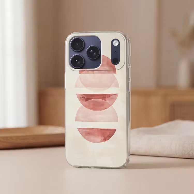 Minimalistisch - Cirkels - Roze Telefoonhoesje iPhone 17 Pro klein -sfeer2