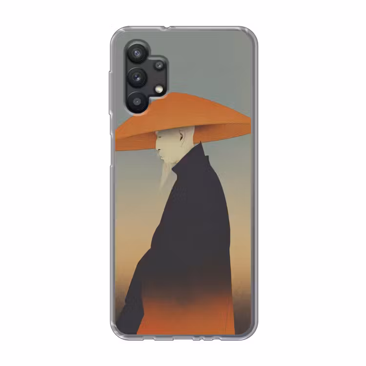 Minimalistisch - Silhouet - Oranje Telefoonhoesje Samsung Galaxy A32 5G klein -3d