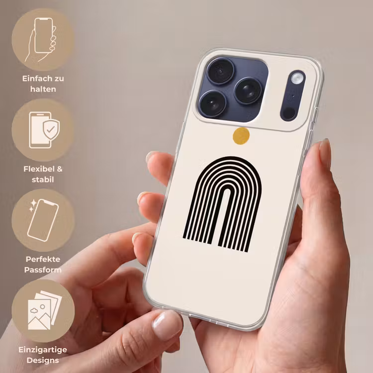 Minimalistisch - Zwarte boog - Gouden cirkel Telefoonhoesje iPhone 17 Pro klein -sfeer3_DE