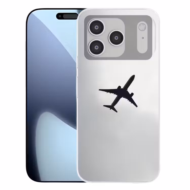 Minimalistisch - Silhouet - Zwart - Vliegtuig Telefoonhoesje iPhone 17 Pro klein -3d