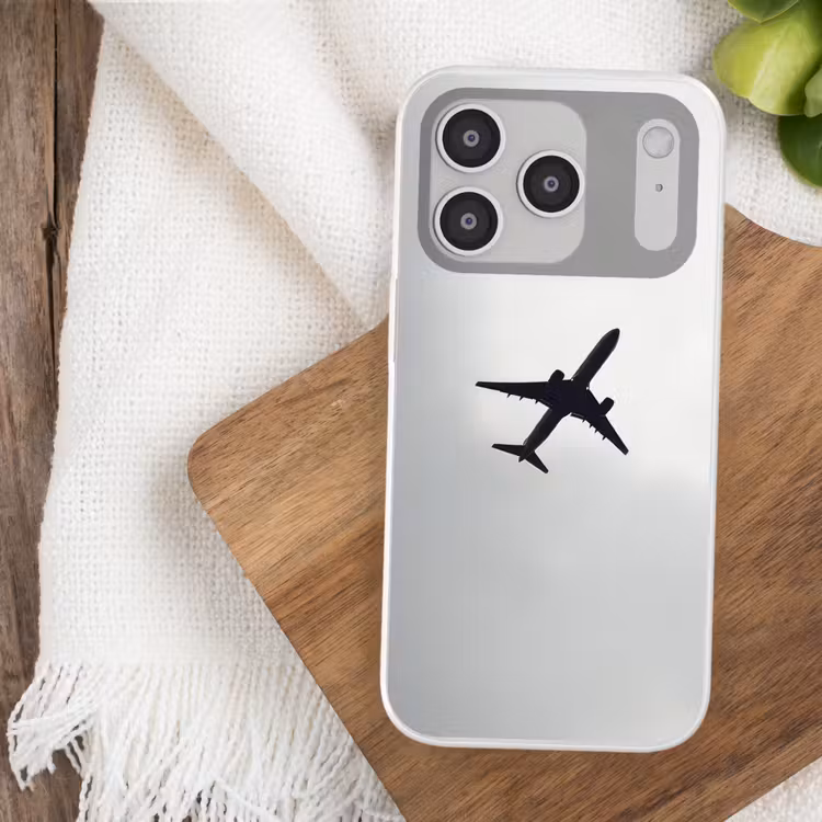 Minimalistisch - Silhouet - Zwart - Vliegtuig Telefoonhoesje iPhone 17 Pro klein -sfeer1