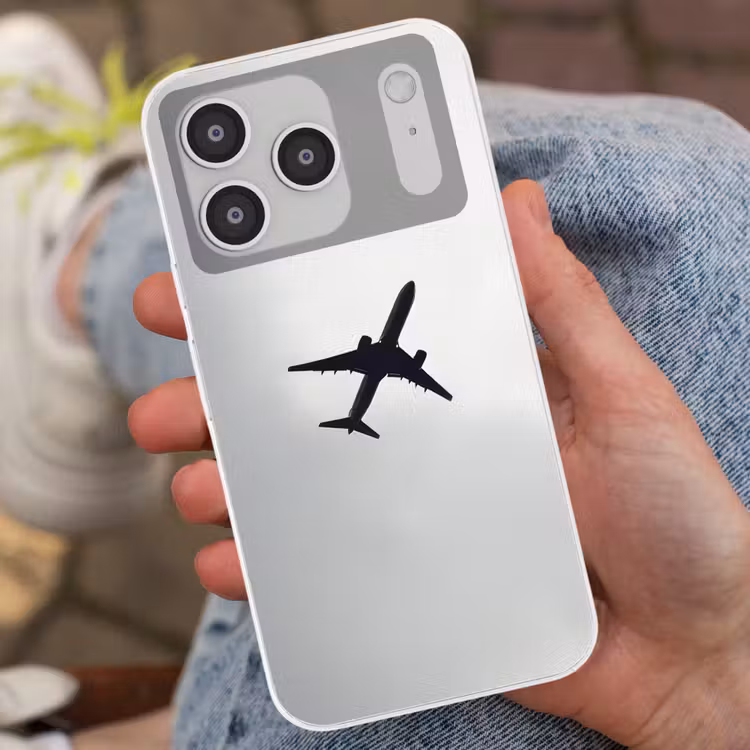 Minimalistisch - Silhouet - Zwart - Vliegtuig Telefoonhoesje iPhone 17 Pro klein -sfeer2