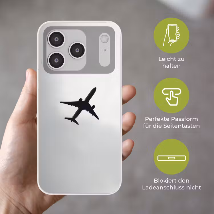 Minimalistisch - Silhouet - Zwart - Vliegtuig Telefoonhoesje iPhone 17 Pro klein -sfeer3_DE