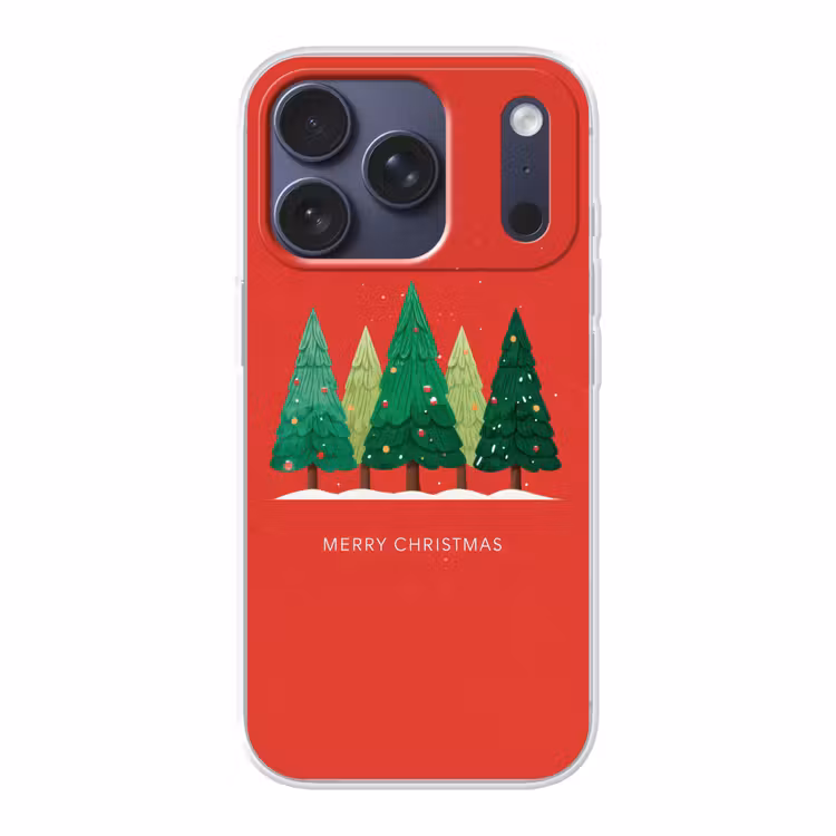 Minimalistisch - Kerstbomen - Rood - Sneeuw Telefoonhoesje iPhone 17 Pro klein -3d