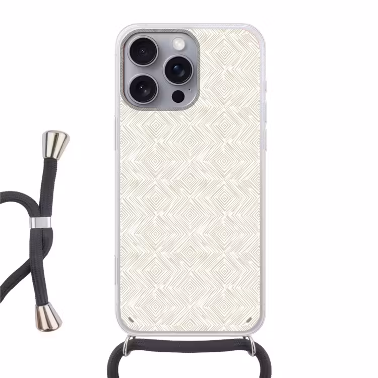 Abstract - Ruiten - Beige Hoesje iPhone 16 Pro Max met koord klein 804 -3d