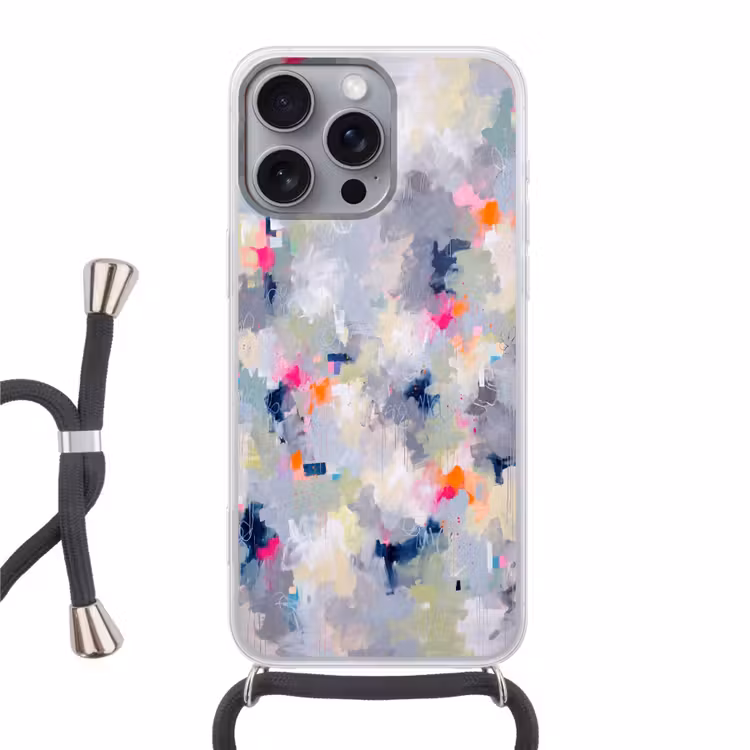 Abstract - Kleurrijk - Modern - Kunst Hoesje iPhone 16 Pro Max met koord klein -3d