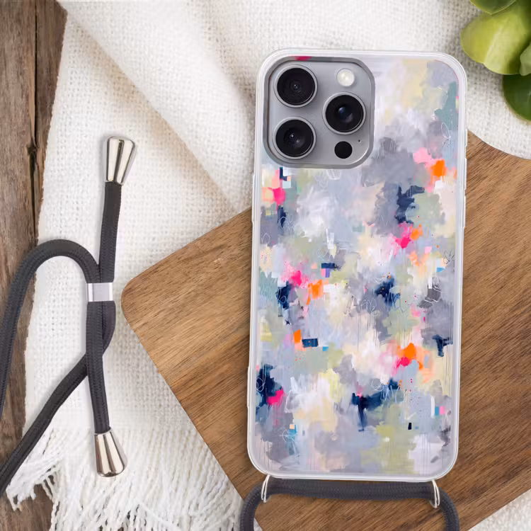 Abstract - Kleurrijk - Modern - Kunst Hoesje iPhone 16 Pro Max met koord klein -sfeer4