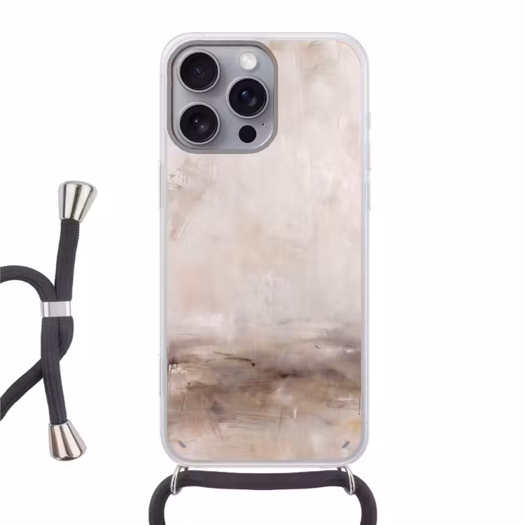 Abstrakt - Landschap - Modern - Beige - Kunst Hoesje iPhone 16 Pro Max met koord klein -3d