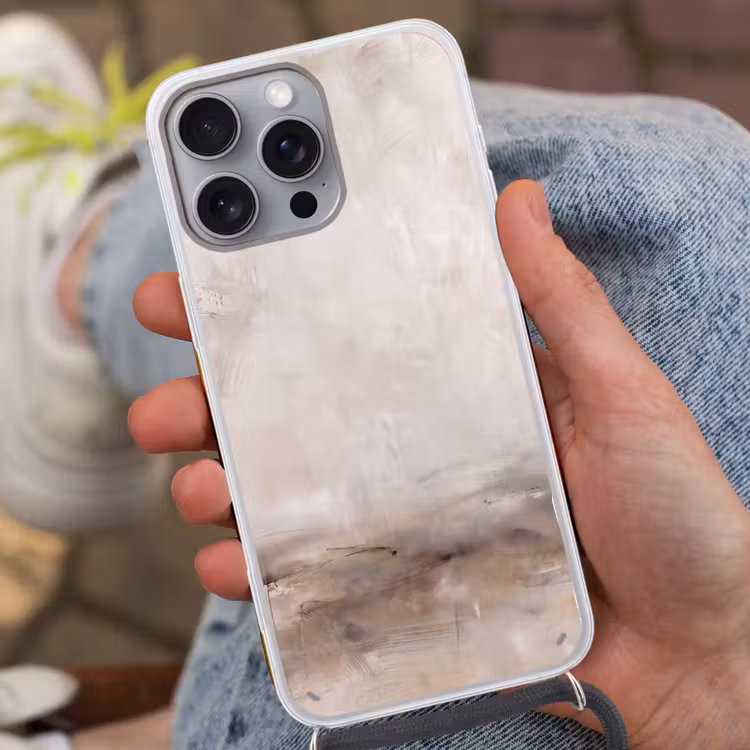 Abstrakt - Landschap - Modern - Beige - Kunst Hoesje iPhone 16 Pro Max met koord klein -sfeer3