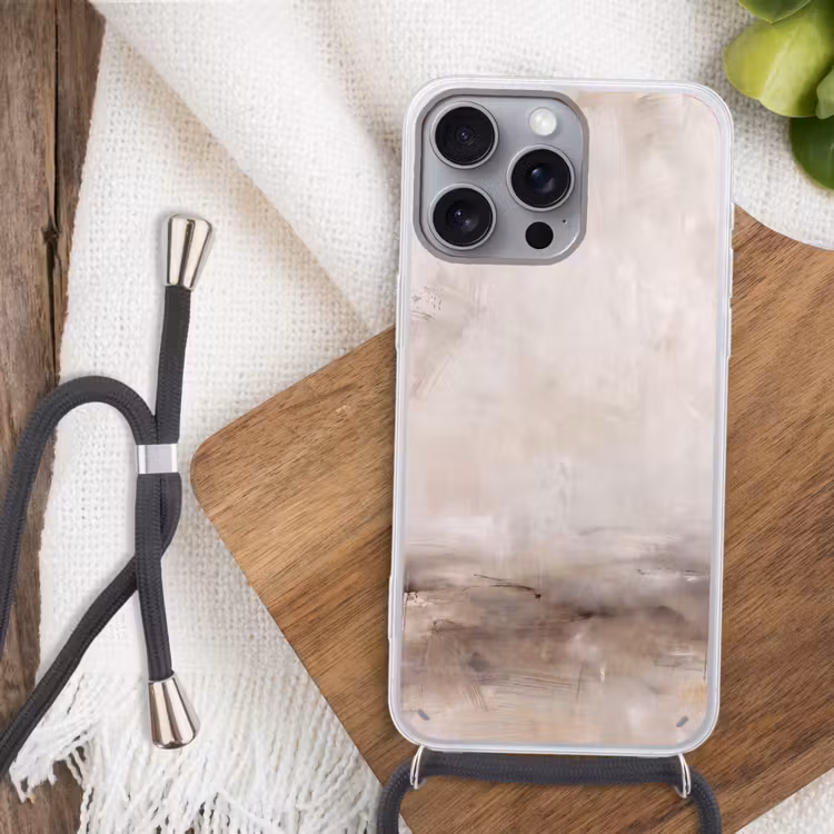 Abstrakt - Landschap - Modern - Beige - Kunst Hoesje iPhone 16 Pro Max met koord klein -sfeer4