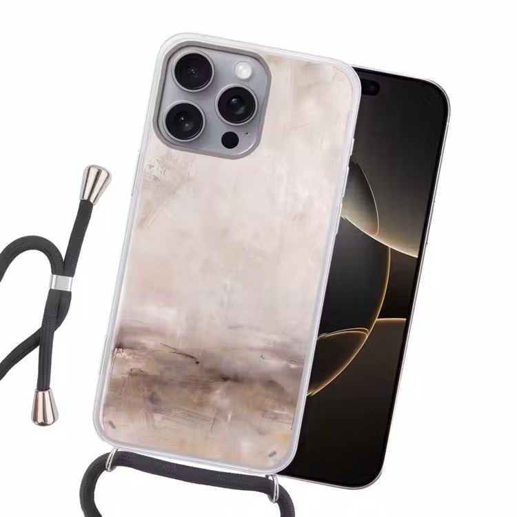 Abstrakt - Landschap - Modern - Beige - Kunst Hoesje iPhone 16 Pro Max met koord klein -sfeer1