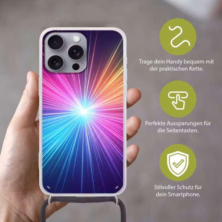 Abstract - Light - Burst - Modern - Colorful Hoesje iPhone 16 Pro Max met koord klein -sfeer2_DE
