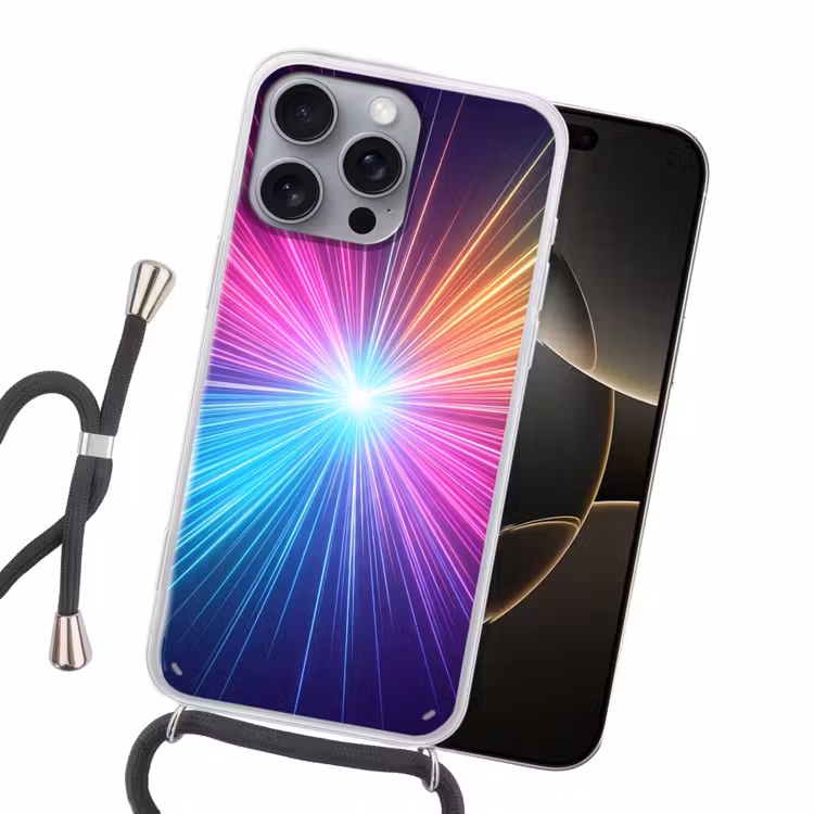 Abstract - Light - Burst - Modern - Colorful Hoesje iPhone 16 Pro Max met koord klein -sfeer1