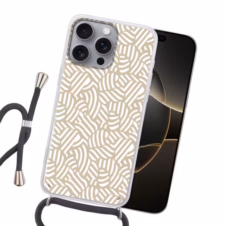 Abstract - Modern - Beige Hoesje iPhone 16 Pro Max met koord klein 804 -sfeer1