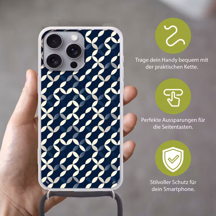 Abstract - Patroon - Blauw Hoesje iPhone 16 Pro Max met koord klein 804 -sfeer2_DE