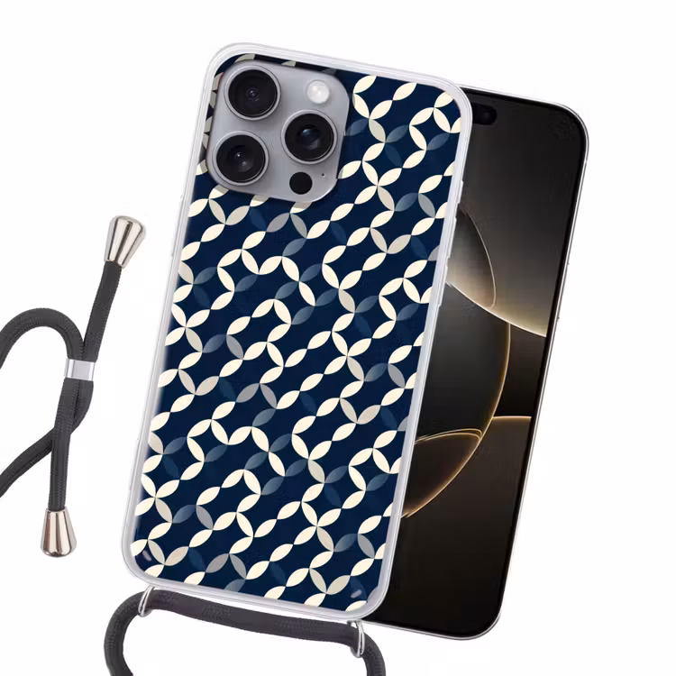 Abstract - Patroon - Blauw Hoesje iPhone 16 Pro Max met koord klein 804 -sfeer1