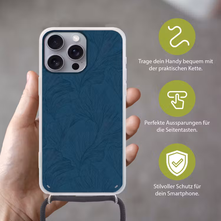 Abstract - Patroon - Donkerblauw - Elegant Hoesje iPhone 16 Pro Max met koord klein 804 -sfeer2_DE