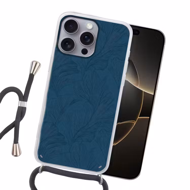 Abstract - Patroon - Donkerblauw - Elegant Hoesje iPhone 16 Pro Max met koord klein 804 -sfeer1