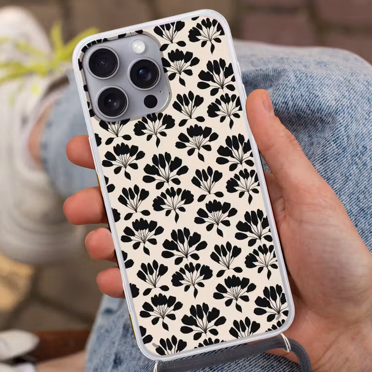Abstract - Patroon - Zwart Hoesje iPhone 16 Pro Max met koord klein 804 -sfeer3